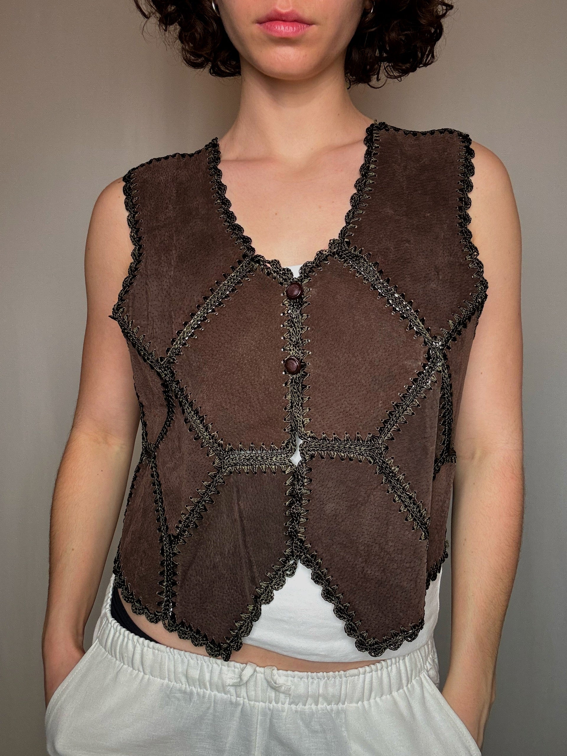 Gilet en daim brun S vintage