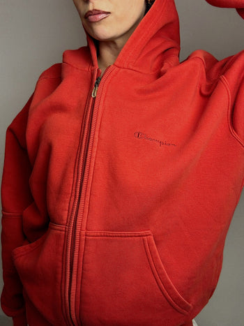 Veste sweat à capuche rouge CHAMPION L vintage