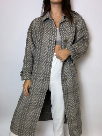 Manteau en laine et en mohair vintage gris M/L