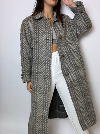 Manteau en laine et en mohair vintage gris M/L