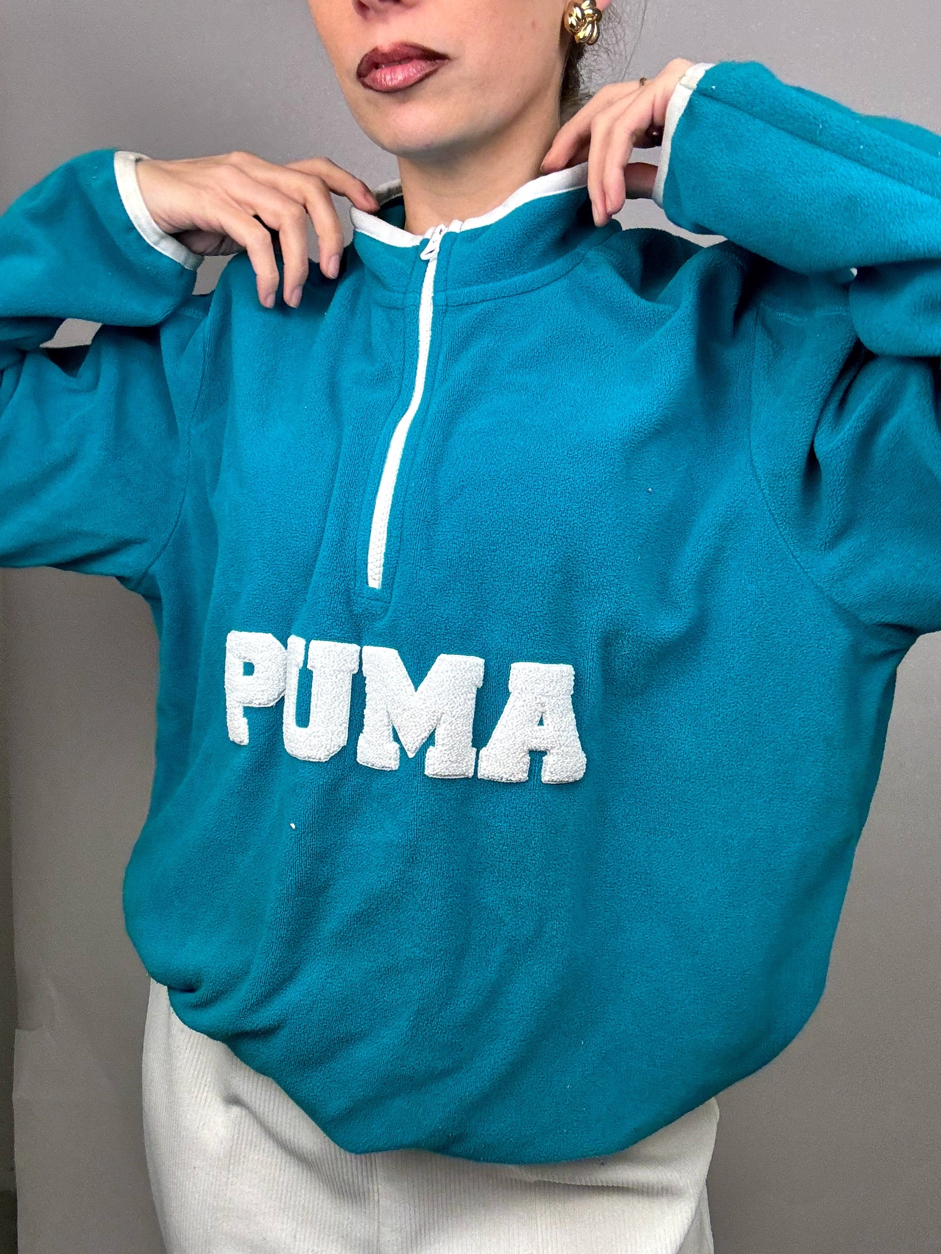 PUMA L/XL Vintage Blaues Fleece