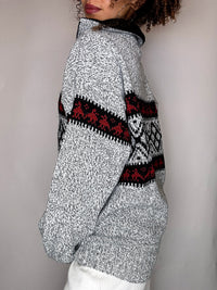 Pull col cheminée gris L vintage