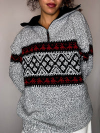 Pull col cheminée gris L vintage