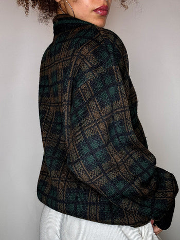 Pull col chemise à carreaux M vintage