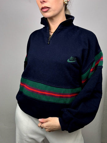 Sweat à zip à rayure marine NIKE L/XL vintage