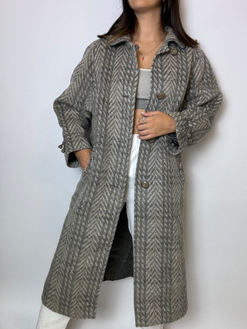 Manteau en laine et en mohair vintage gris M/L