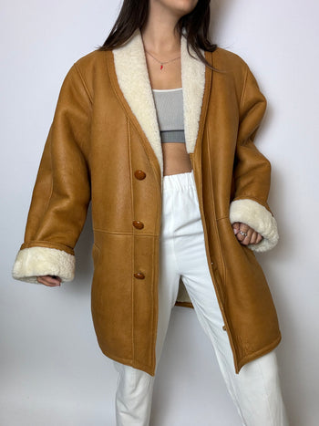 Camel sheepskin coat M 