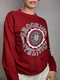 BROOKLYN ATHLETICS M Vintage Rotes Rundhals-Sweatshirt