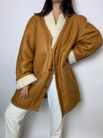 Camel sheepskin coat M 