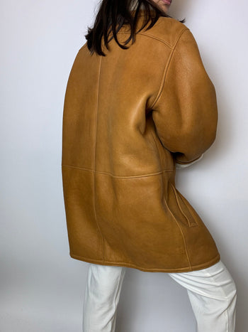 Camel sheepskin coat M 