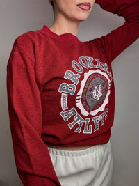 BROOKLYN ATHLETICS M Vintage Rotes Rundhals-Sweatshirt