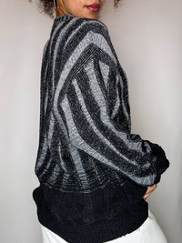 Pull dégradé noir et gris M vintage