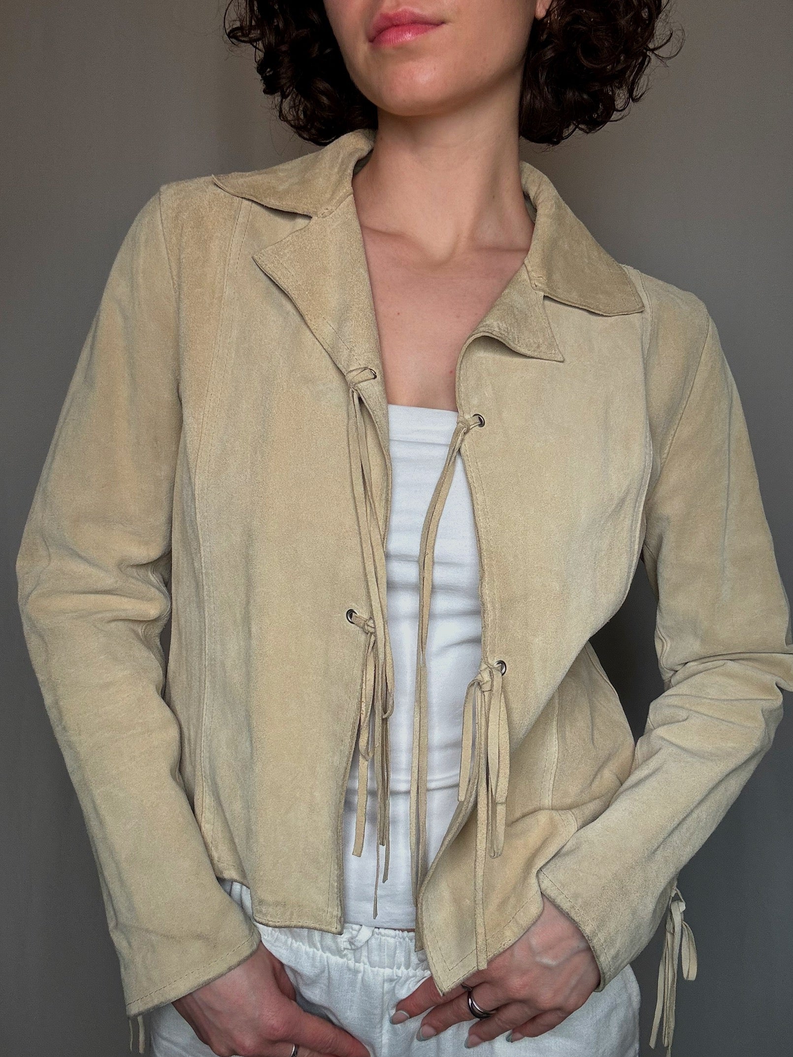 Veste en daim beige S vintage