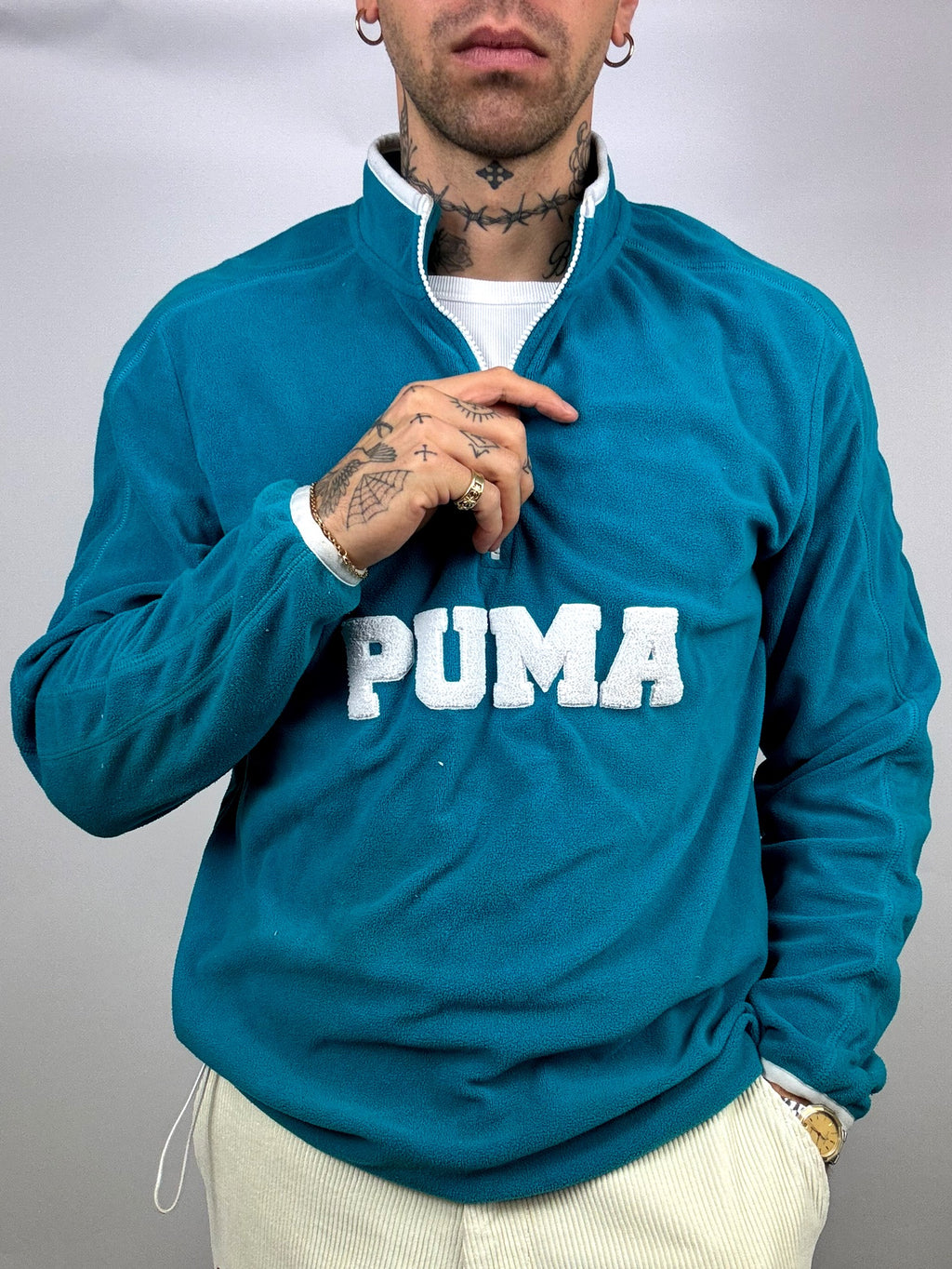 PUMA L/XL Vintage Blaues Fleece