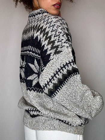 Pull col montant graphique L vintage