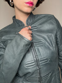 Veste en cuir grise S vintage