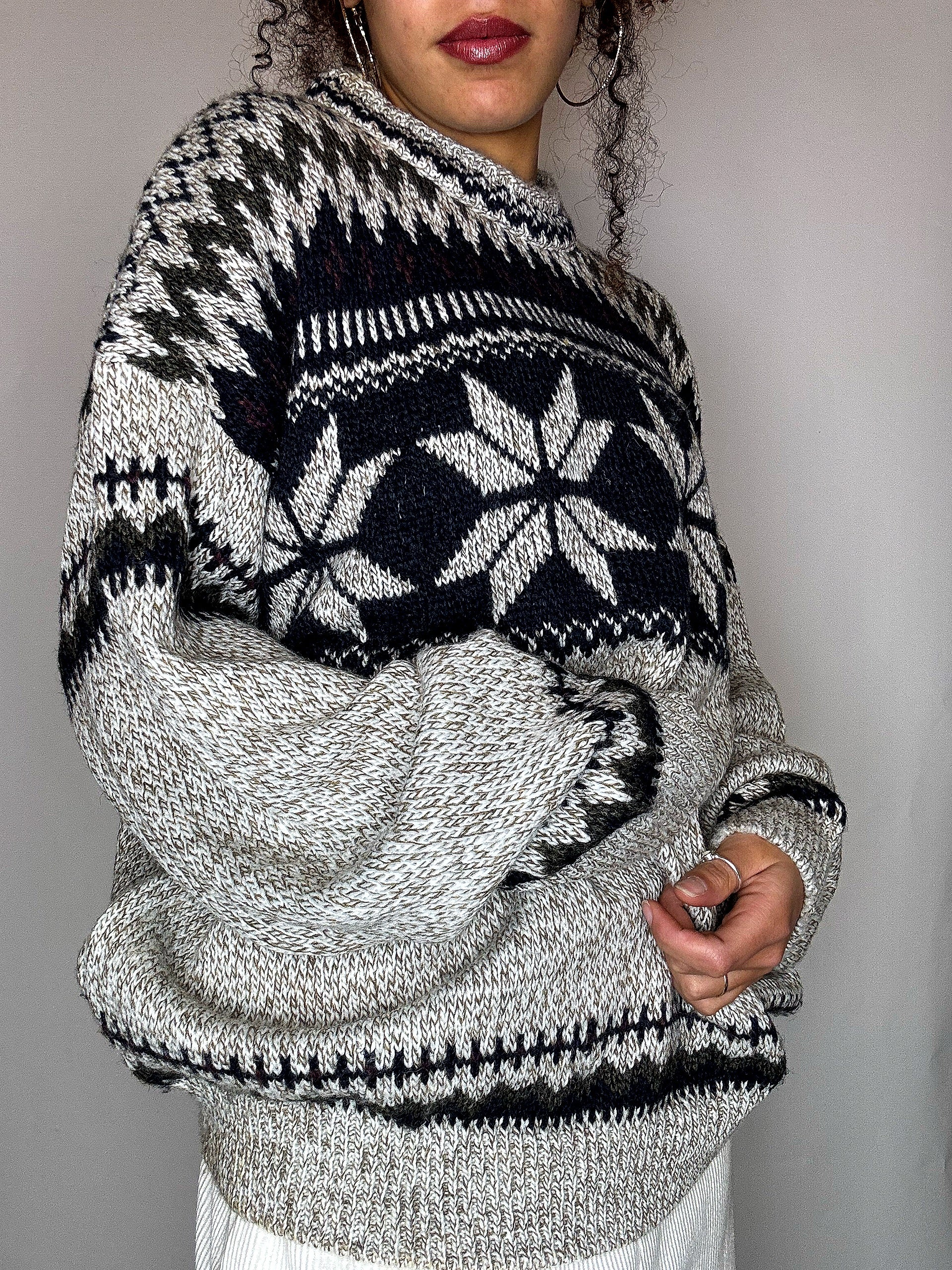 Pull col montant graphique L vintage