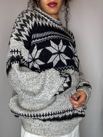 Pull col montant graphique L vintage