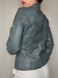 Veste en cuir grise S vintage