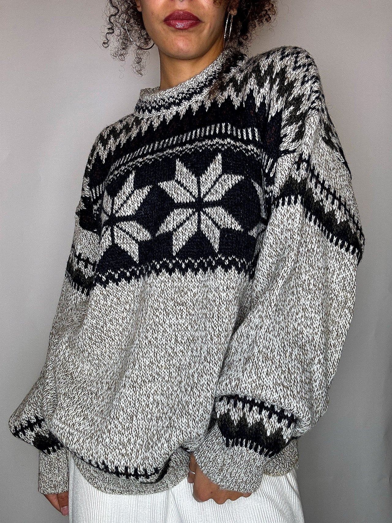 Pull col montant graphique L vintage