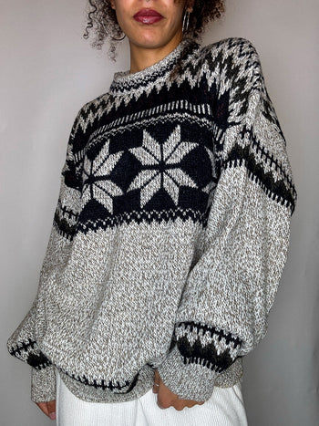 Pull col montant graphique L vintage