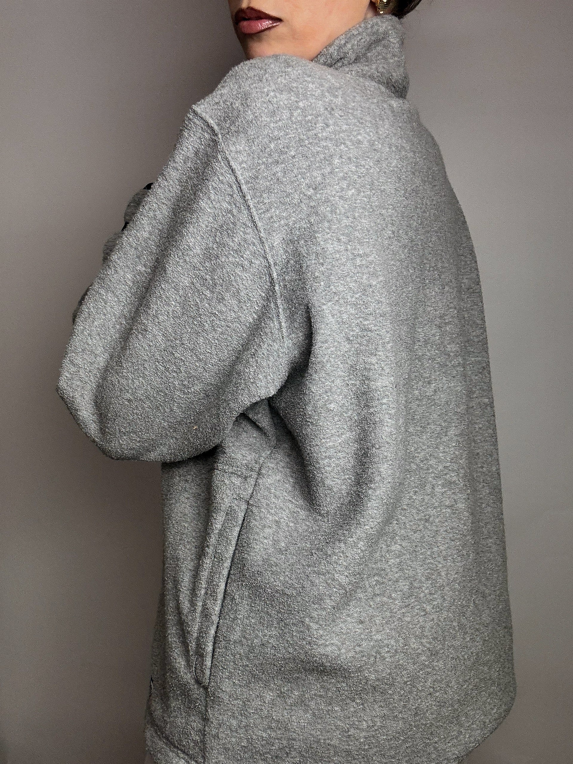 CHAMPION M Vintage Grey Zip-Neck Fleece