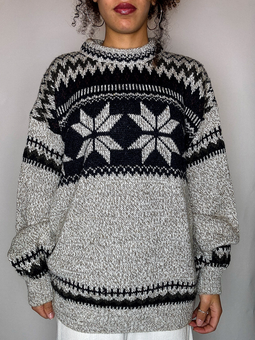 Pull col montant graphique L vintage