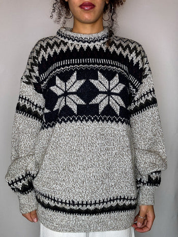 Pull col montant graphique L vintage