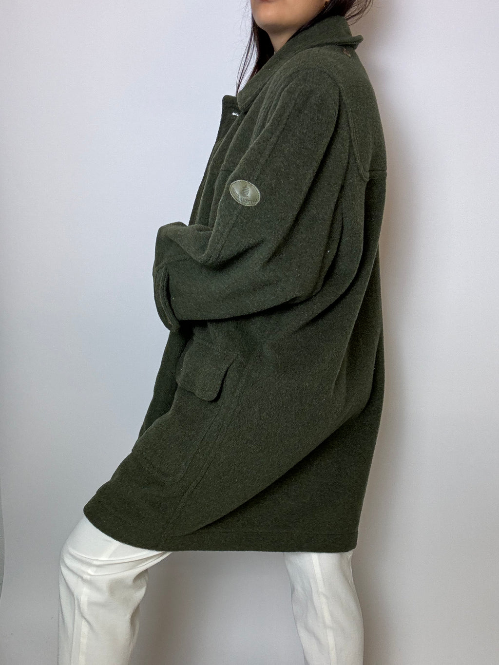 Vintage grüner Wollmantel M/L