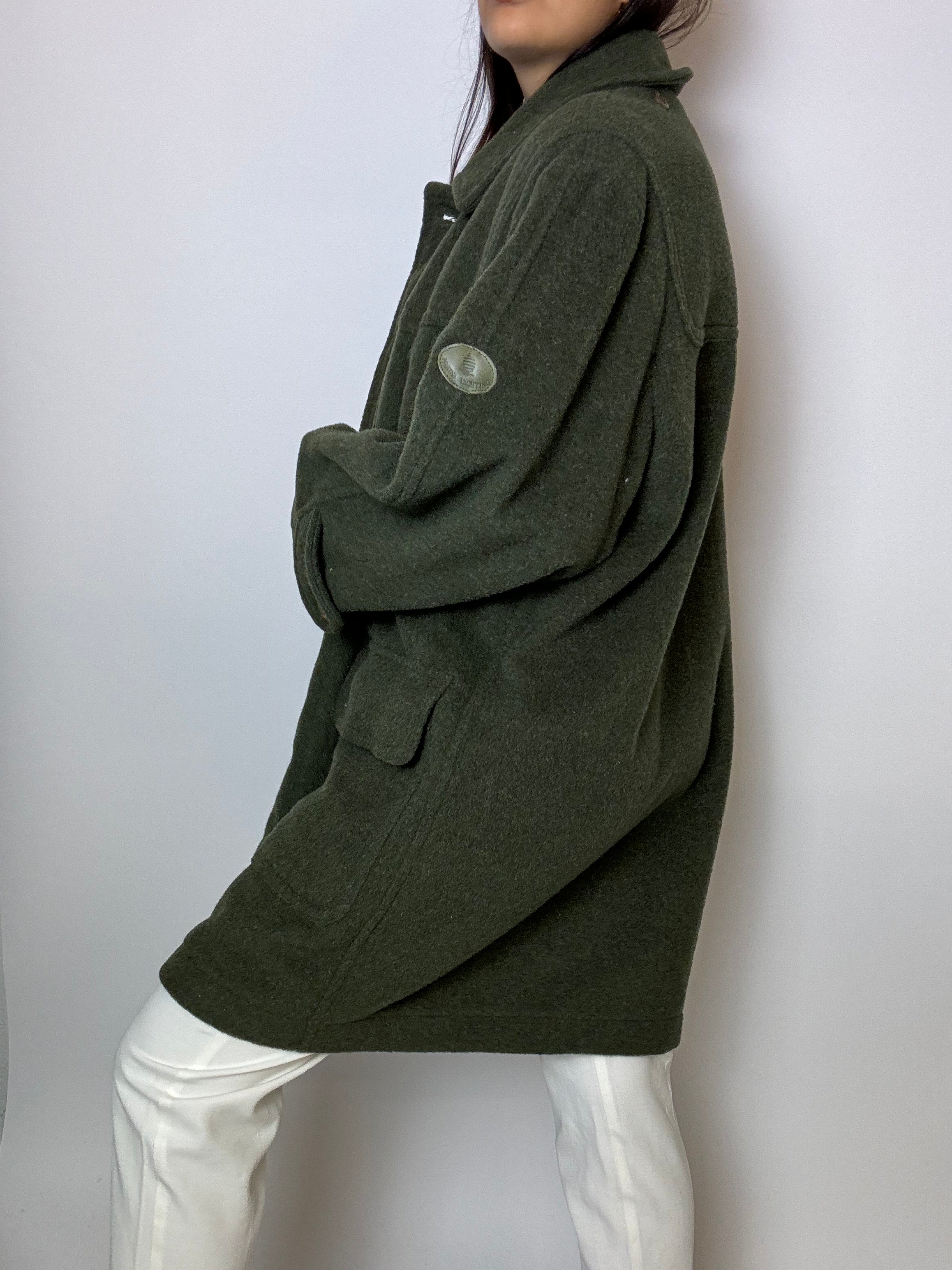 Vintage grüner Wollmantel M/L