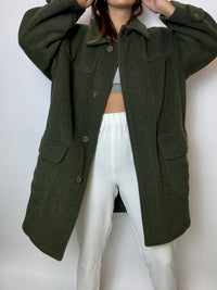 Vintage grüner Wollmantel M/L