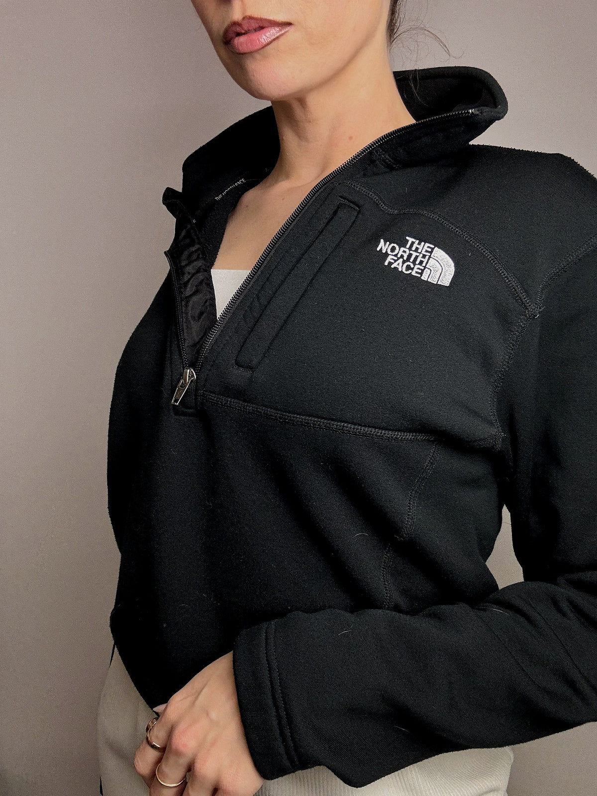 THE NORTH FACE S Vintage Black Zip-Neck Fleece