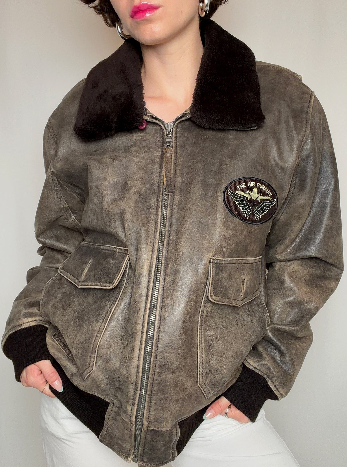 Blouson aviator brun XL vintage