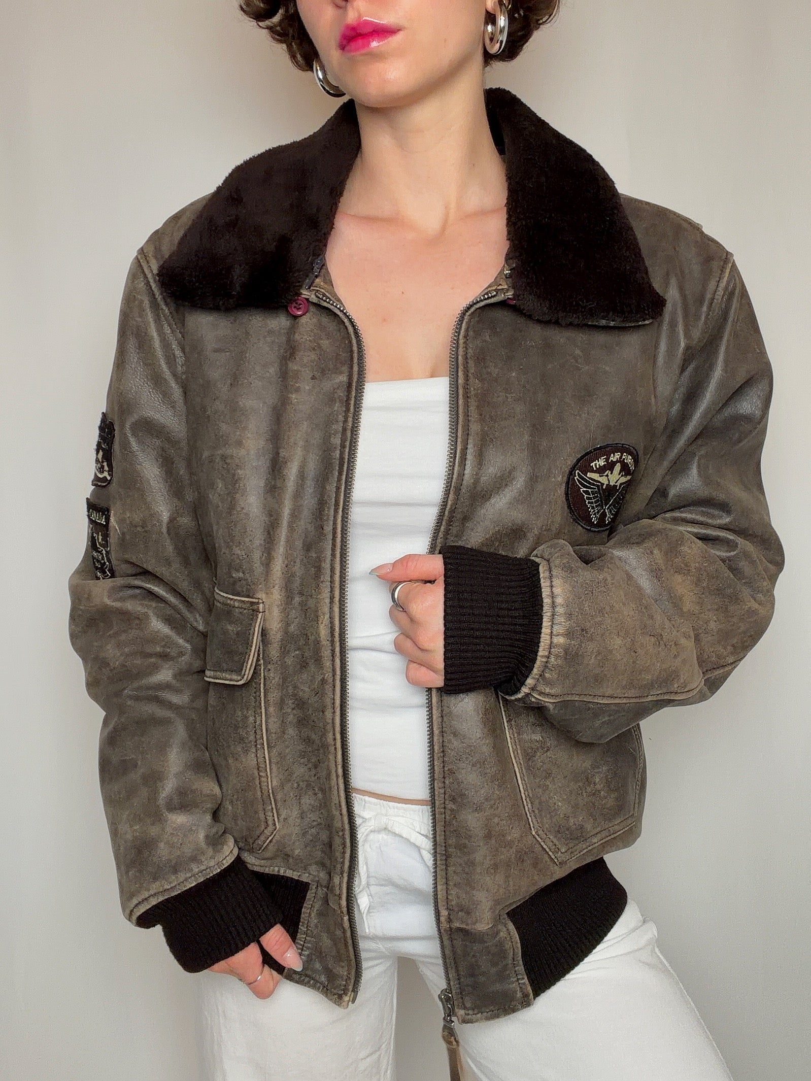 Blouson aviator brun XL vintage