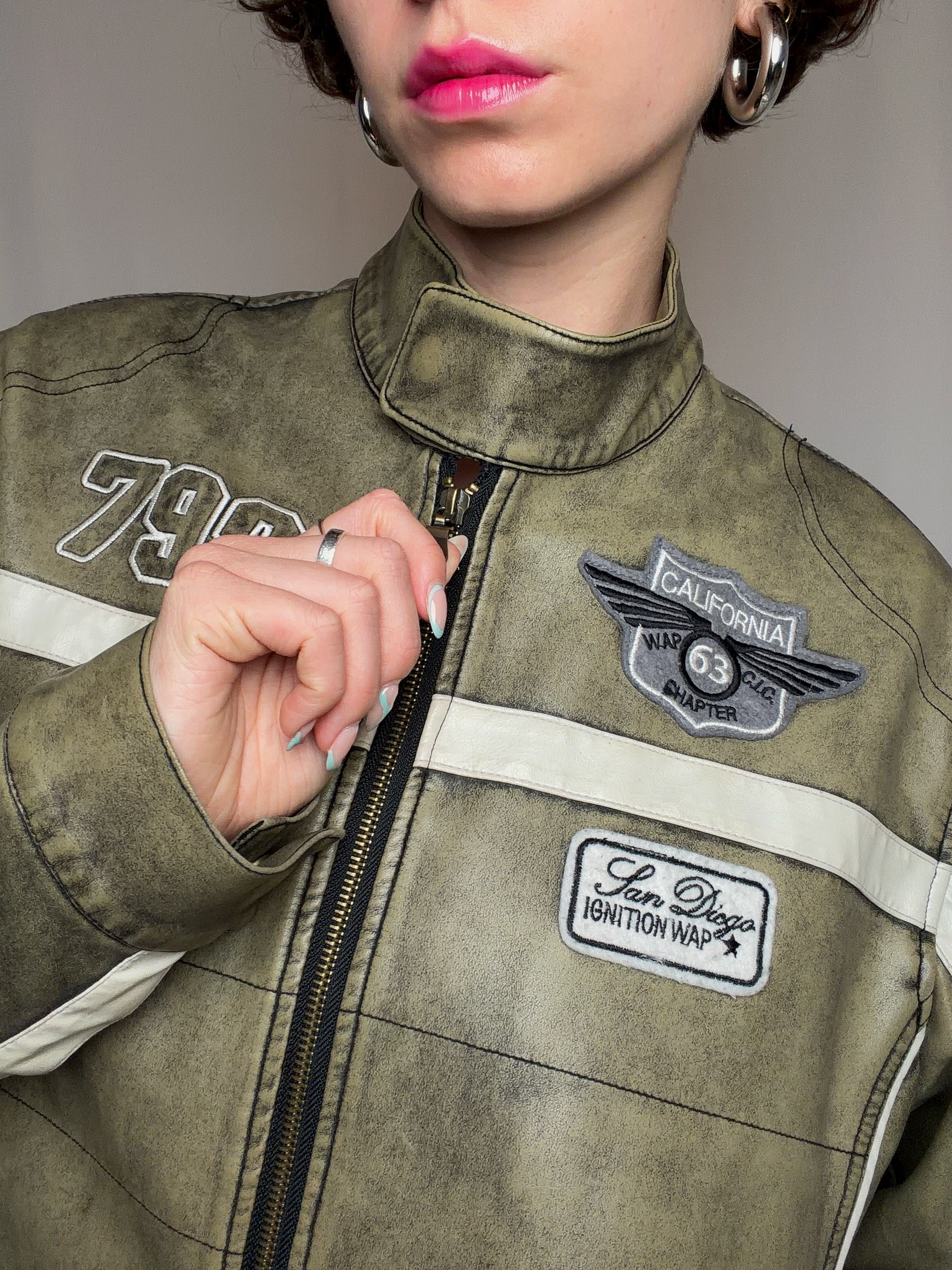 Veste de racing kaki M vintage