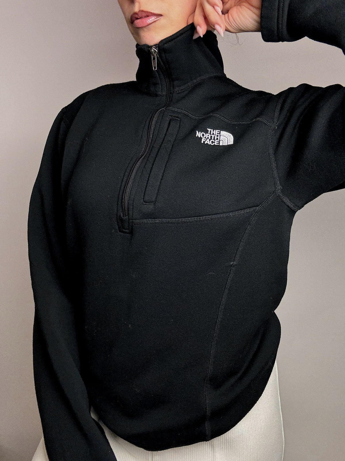 THE NORTH FACE S Vintage Black Zip-Neck Fleece