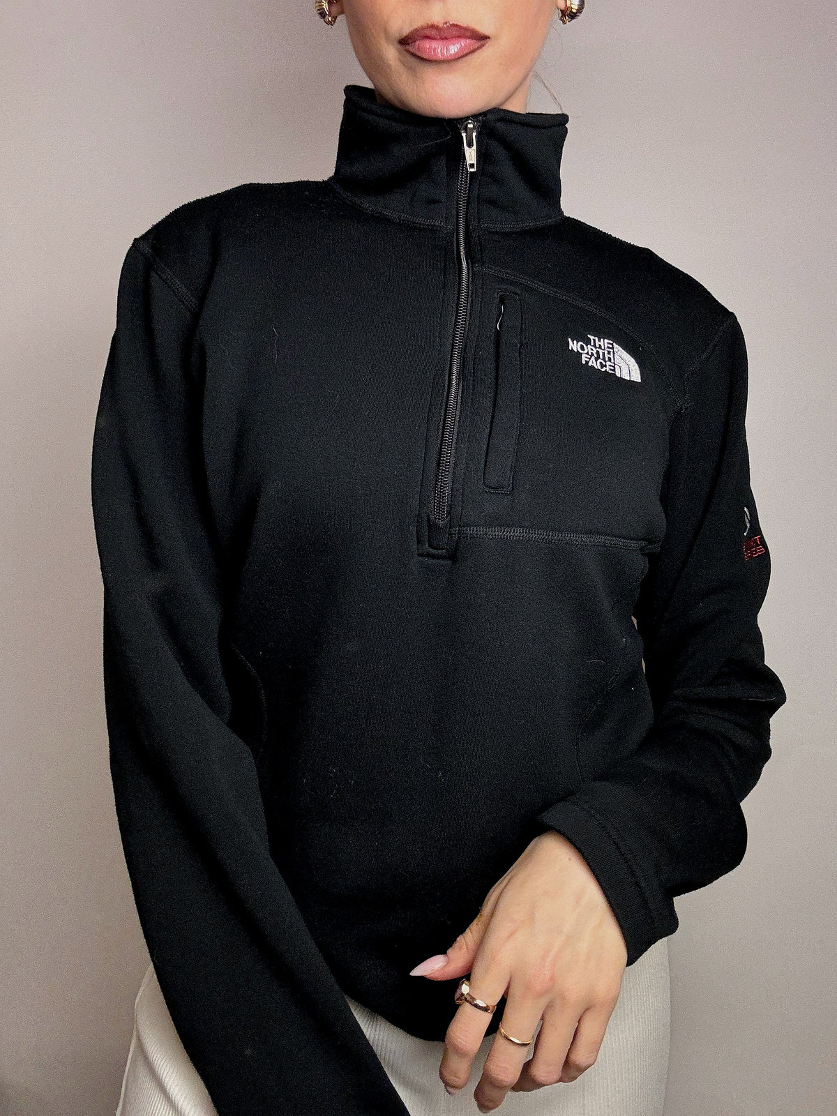 THE NORTH FACE S Vintage Black Zip-Neck Fleece