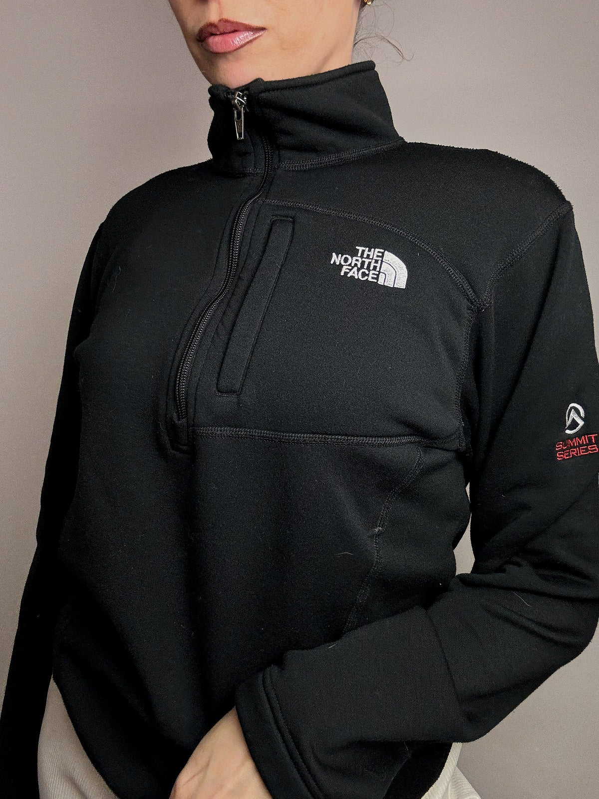THE NORTH FACE S Vintage Black Zip-Neck Fleece