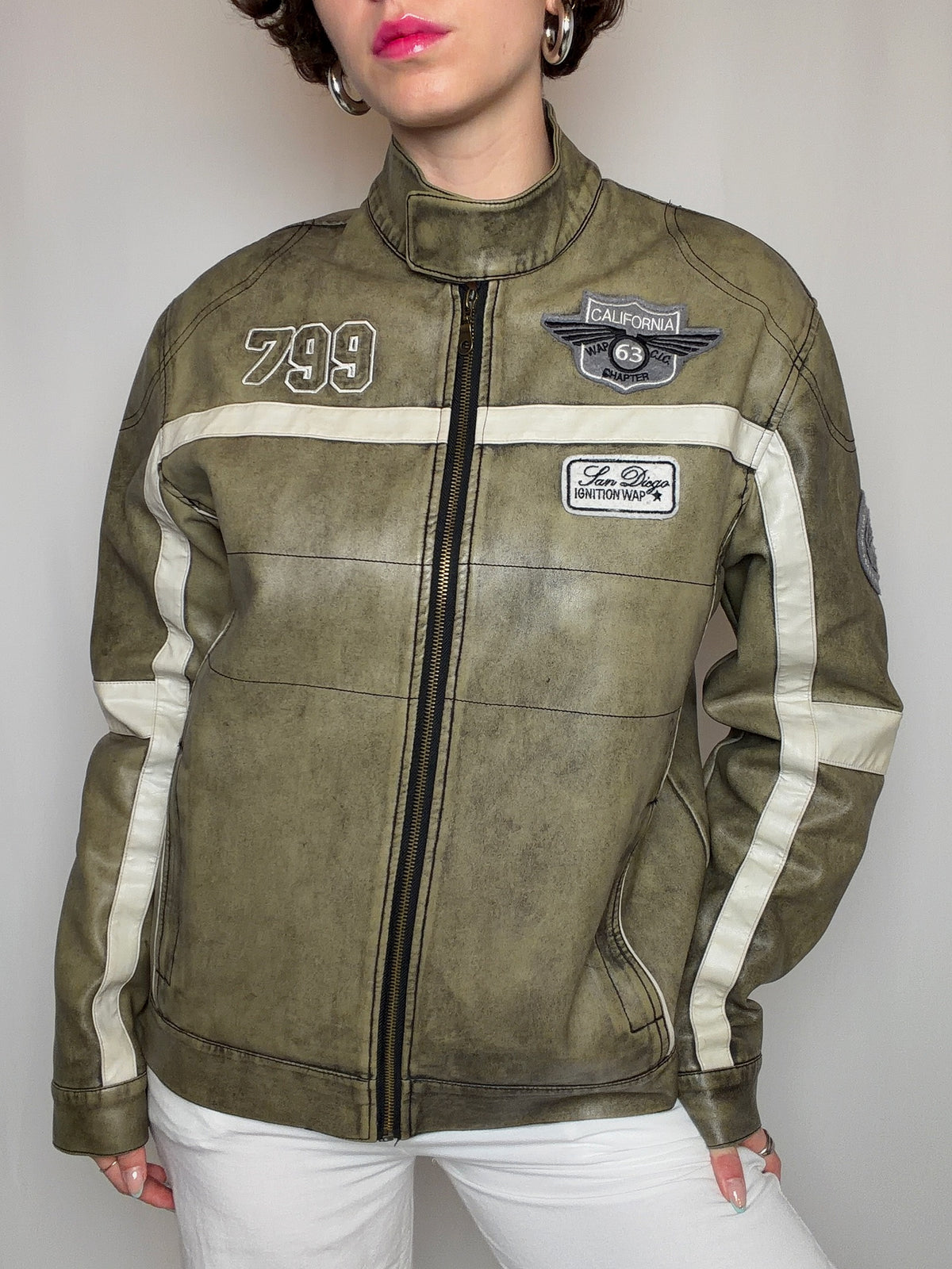 Veste de racing kaki M vintage