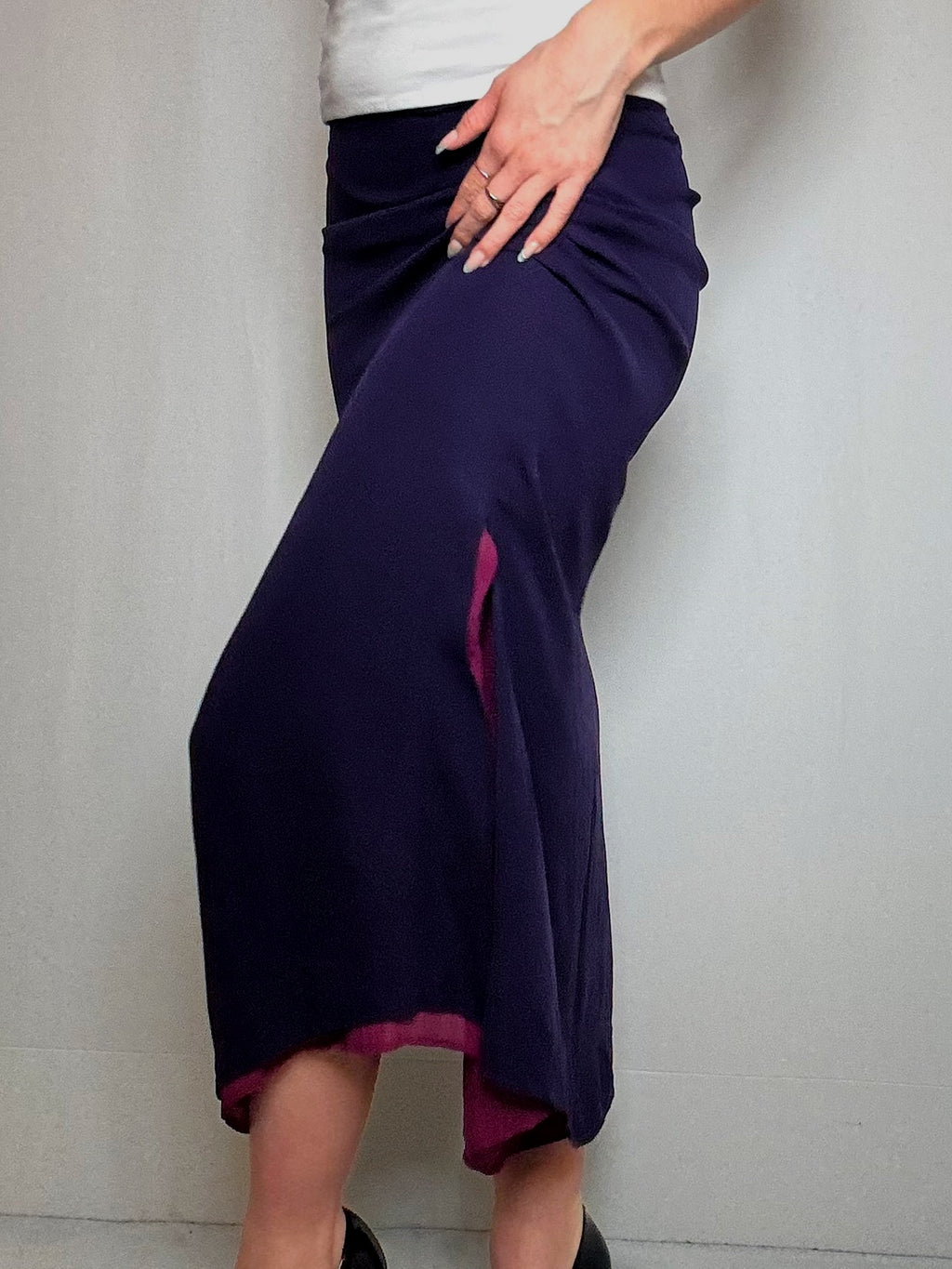 Jupe longue en soie M vintage