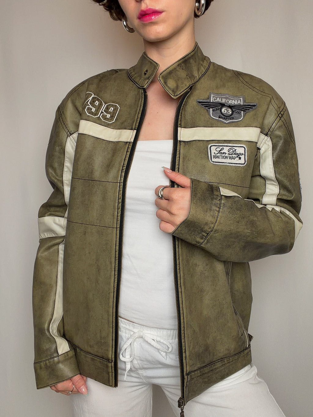 Veste de racing kaki M vintage