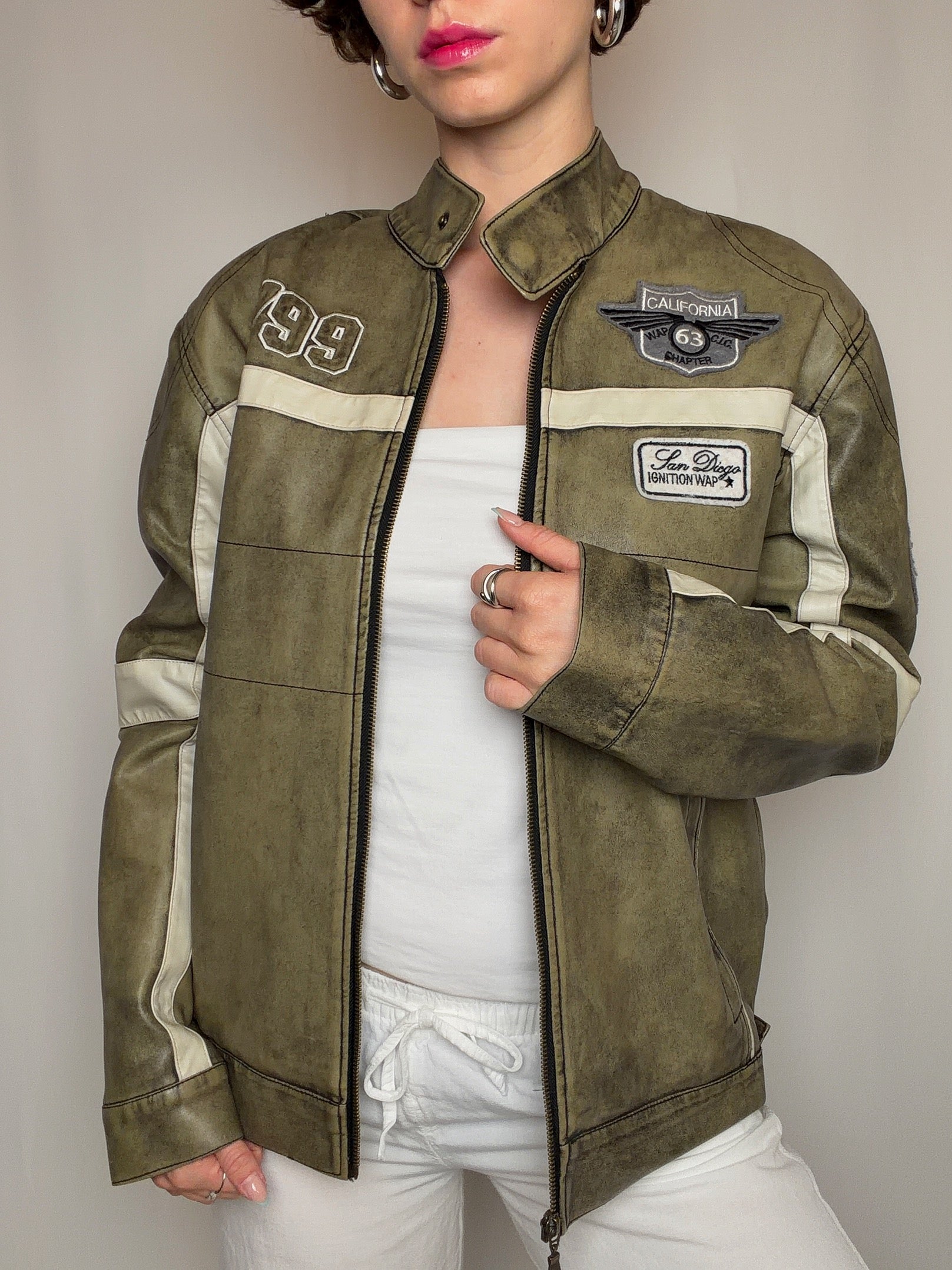 Veste de racing kaki M vintage