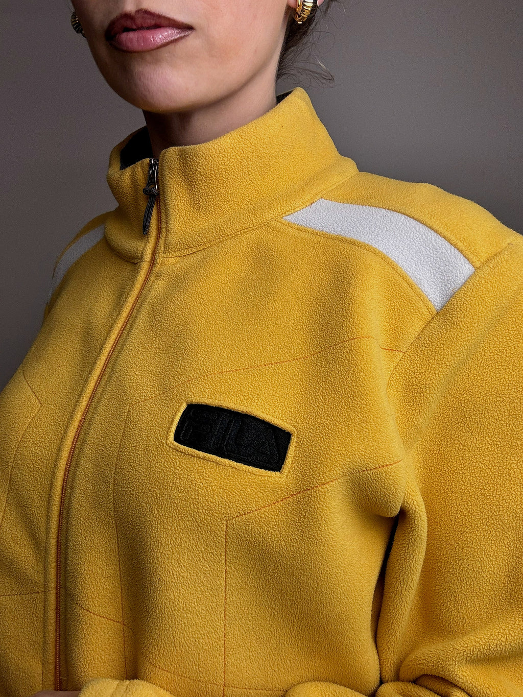 FILA S/M Vintage Gelbes Fleece mit Reißverschluss