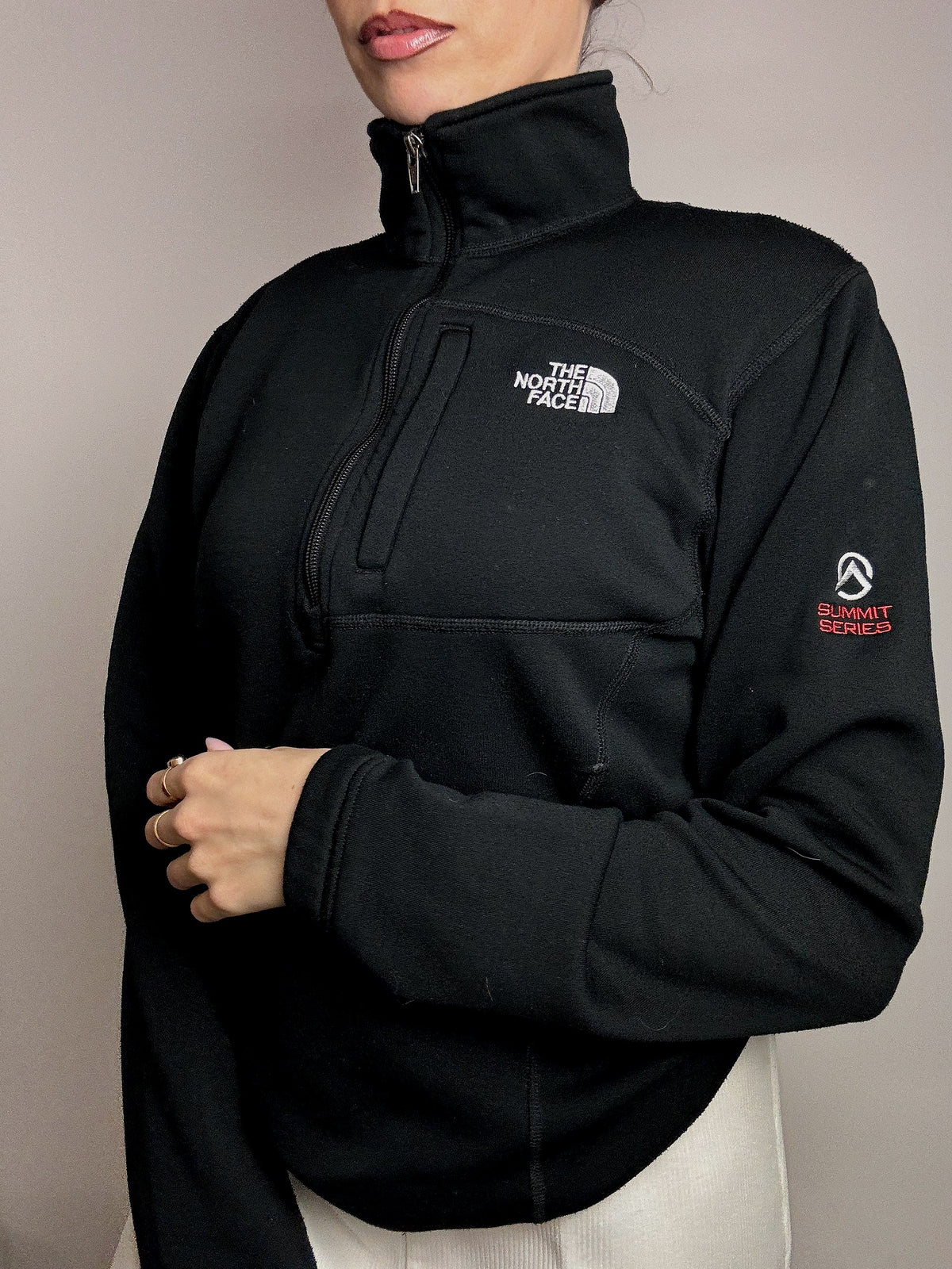 THE NORTH FACE S Vintage Black Zip-Neck Fleece