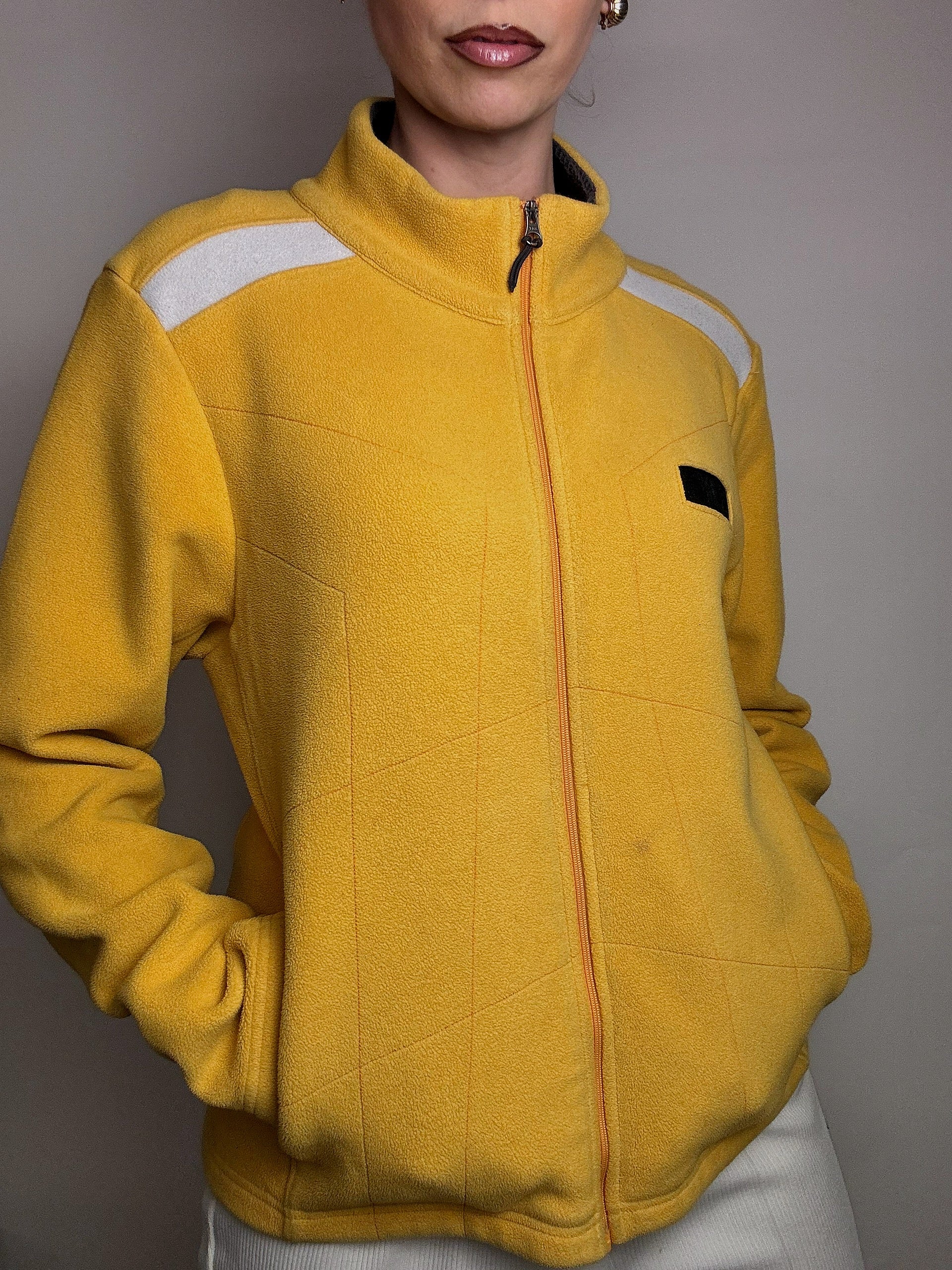 FILA S/M Vintage Gelbes Fleece mit Reißverschluss