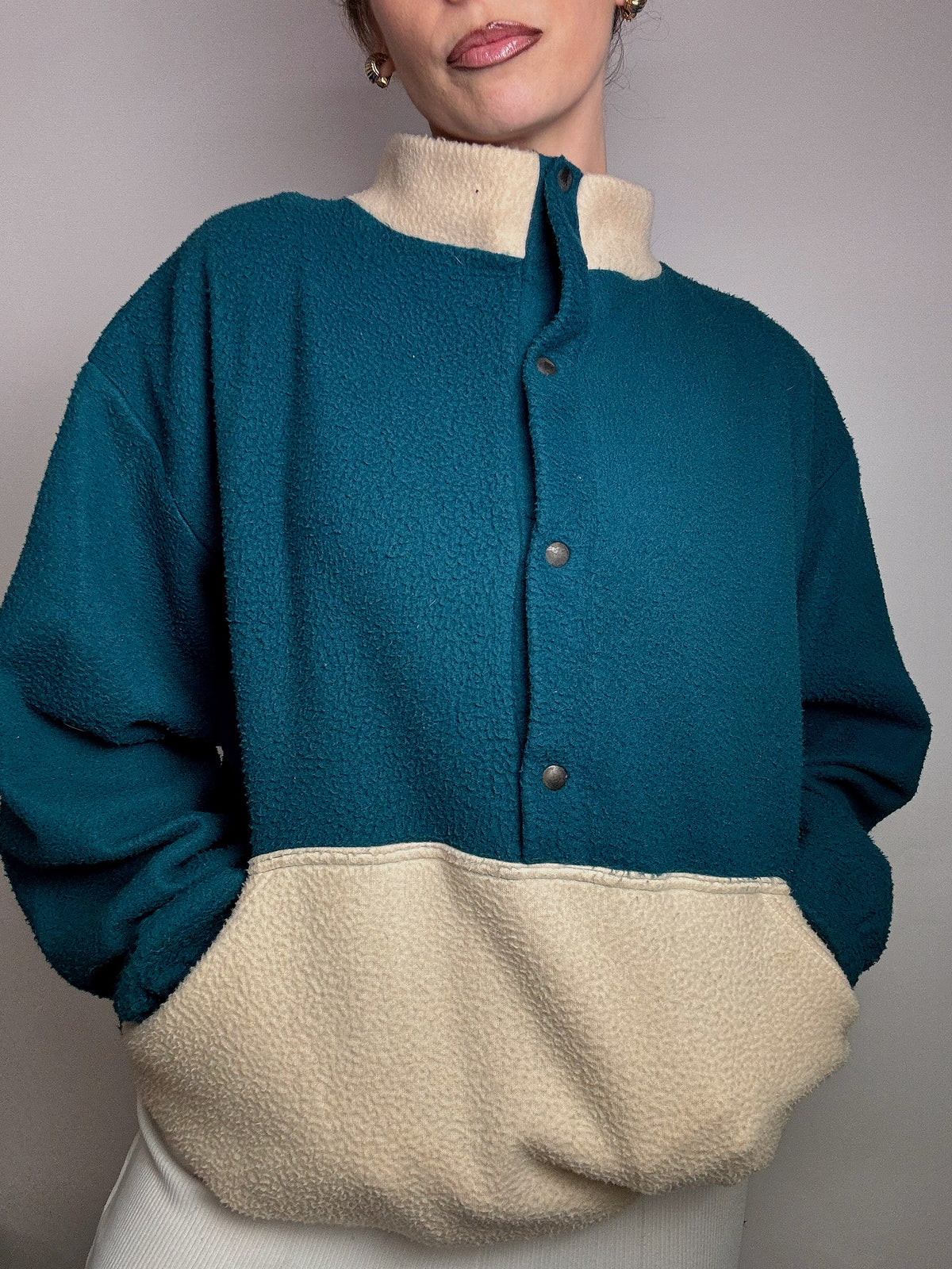 Polaire bicolore oversize XL vintage
