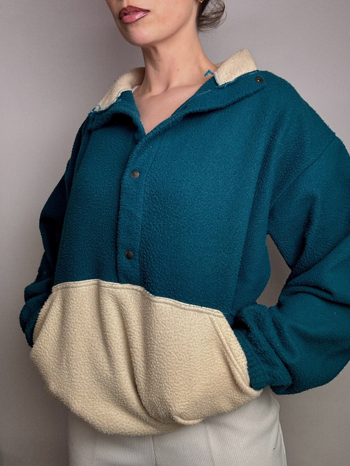 Polaire bicolore oversize XL vintage