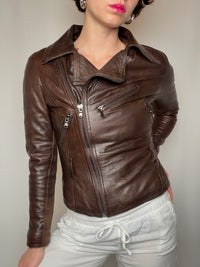 Perfecto en cuir brun S vintage