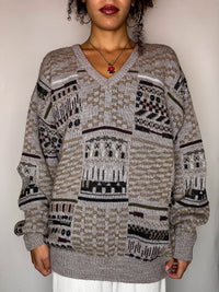 Pull col V graphique M vintage