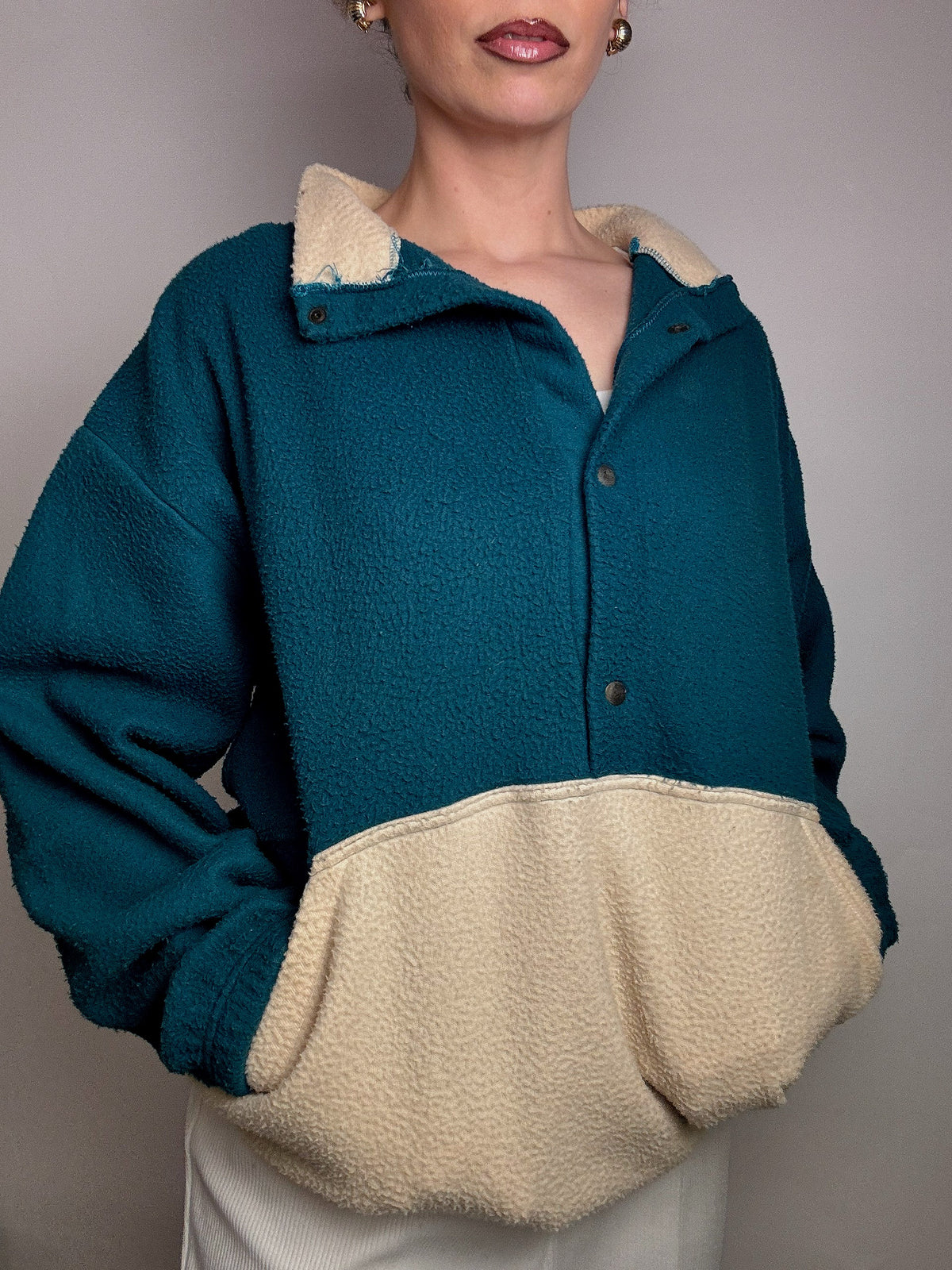 Polaire bicolore oversize XL vintage
